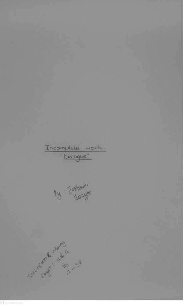 Incomplete work: "Dialogue"