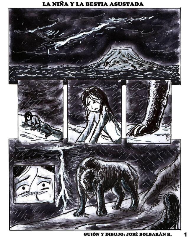 La niña y la bestia asustada