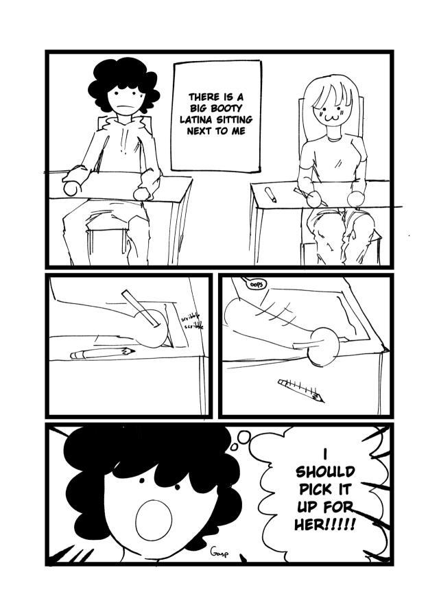 a comic about a big booty latina dropping her pen.